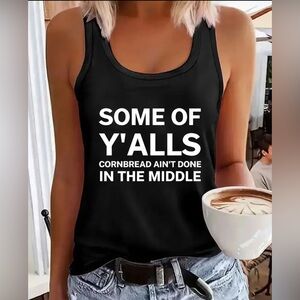 Women's Black Graphic Tank Top